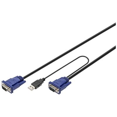 Digitus KVM Adapterkabel [1x USB-A, VGA - 1x VGA] 1.80 m Zwart