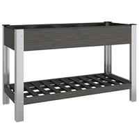 VidaXL Plantenbak verhoogd met schap 120x50x75 cm hkc grijs - thumbnail
