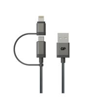 GP CB03 Charge & Sync kabel, 2-in-1 Micro USB + Lightning connector - thumbnail
