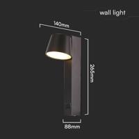 V-TAC VT-10112 23406 LED-wandlamp LED Energielabel: D (A - G) 8 W LED Zwart - thumbnail