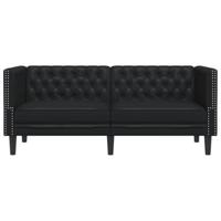 Tweezitsbank Chesterfield-stijl kunstleer zwart - thumbnail