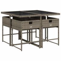 5-delige Tuinset met kussens poly rattan grijs - thumbnail
