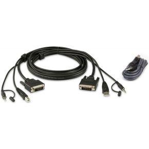 ATEN KVM Aansluitkabel [1x DVI-D-stekker, USB-A 2.0 stekker, Jackplug male 3,5 mm - 1x DVI-D-stekker, USB 2.0 bus A, Jackplug male 3,5 mm] 3.00 m Zwart