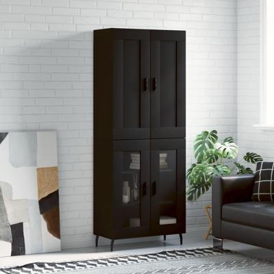 Hoge kast 69,5x34x180 cm bewerkt hout zwart