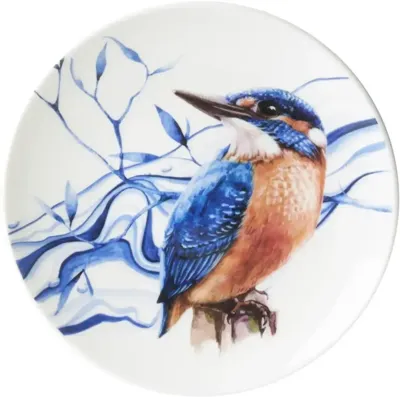Heinen Delfts Blauw - Wandbord ijsvogel d16cm