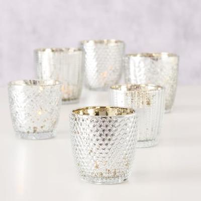 Boltze Home Theelichthouder glas zilver 2-dlg.