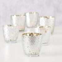 Boltze Home Theelichthouder glas zilver 2-dlg. - thumbnail