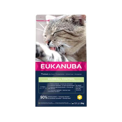 Eukanuba Adult Hairball Control met kip kattenvoer 2 x 2 kg