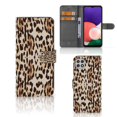 Samsung Galaxy A22 5G | Telefoonhoesje | Met pasjeshouder | Leopard
