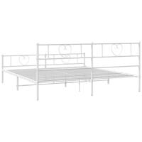 Bedframe met hoofd- en voeteneinde metaal wit 193x203 cm - thumbnail