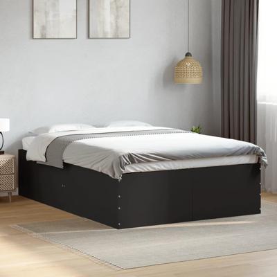 Bedframe bewerkt hout zwart 135x190 cm