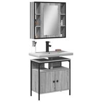 2-delige Badkamermeubelset bewerkt hout grijs sonoma eikenkleur - thumbnail