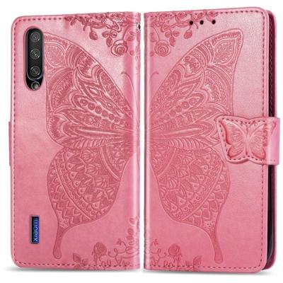 Butterfly Love bloemen reliëf horizontale Flip lederen draagtas voor Xiaomi mi CC9e met houder & kaartsleuven & portemonnee & Lanyard (roze)