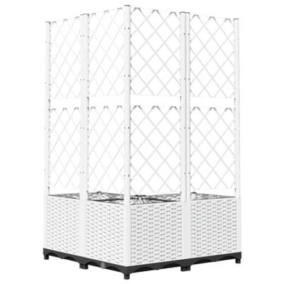 VidaXL Plantenbak met latwerk 80x80x136 cm polypropeen wit