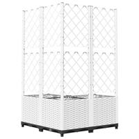 VidaXL Plantenbak met latwerk 80x80x136 cm polypropeen wit - thumbnail