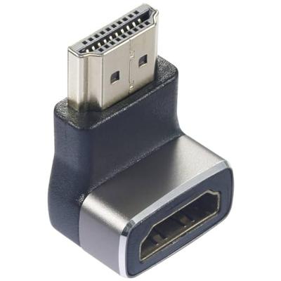 SpeaKa Professional SP-11306836 HDMI Adapter [1x HDMI-stekker - 1x HDMI-bus] Zwart, Zilver UHD 8K @ 60 Hz, UHD 4K @ 120 Hz 90° haaks naar onder