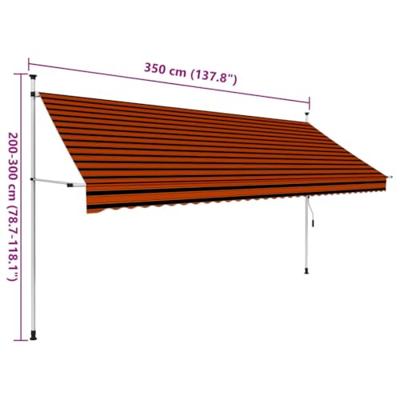 VidaXL Luifel handmatig uittrekbaar 350 cm oranje en bruin