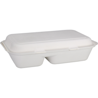 Depa Bak | Bagasse (suikerrietpulp) | 2-vaks | 1000ml | maaltijdbox | 25x16x6cm | wit | 400 stuks - thumbnail
