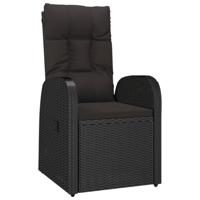 Tuinstoelen 2 st verstelbaar met kussens poly rattan zwart - thumbnail