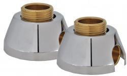 Riko muurplaat koppeling haaks met rozet 3/4" x 15 mm chroom Riko muurplaat koppeling haaks met rozet 3/4" x 15 mm chroom