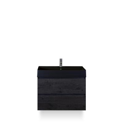 Maxx XL Badmeubelset 80 cm - Black Oak - Wastafel Kube Zwart 1 kraangat