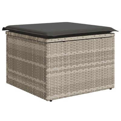 4-delige Loungeset met kussens poly rattan lichtgrijs - thumbnail