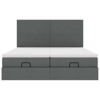 Ottoman bed met matrassen 200x200cm stof donkergrijs - thumbnail