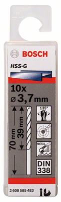 Bosch Accessories 2608585483 2608585483 HSS Metaal-spiraalboor 3.7 mm Gezamenlijke lengte 70 mm Geslepen DIN 338 Cilinderschacht 10 stuk(s)