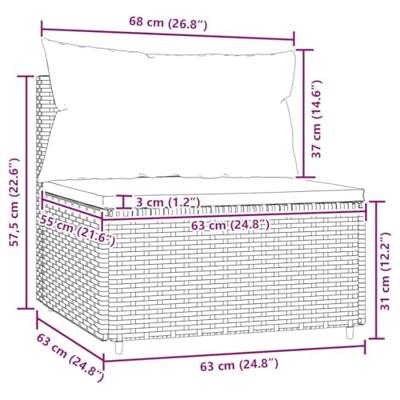 Tuinmiddenbank met kussens poly rattan zwart