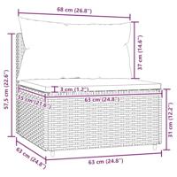 Tuinmiddenbank met kussens poly rattan grijs - thumbnail