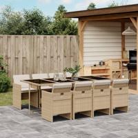 9-delige Tuinset met kussens poly rattan beige - thumbnail