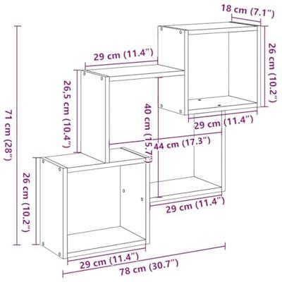 Wandkast 78x18x71 cm bewerkt hout wit