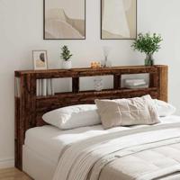 Hoofdeinde met LED 200x18,5x103,5 cm bewerkt hout oud hout - thumbnail