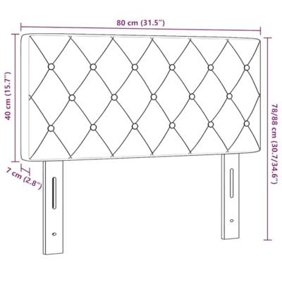 LED Hoofdbord met Kristallen Knopen, Geplooid, Donkergrijs, 80 cm, Velours