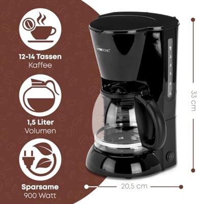 Clatronic KA 3473 Koffiezetapparaat Zwart Capaciteit koppen: 12