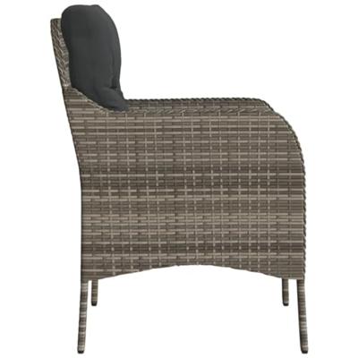 Tuinstoelen 2 st met kussens poly rattan grijs - thumbnail