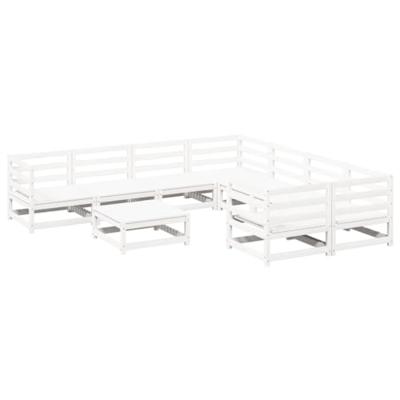 9-delige Loungeset massief grenenhout wit