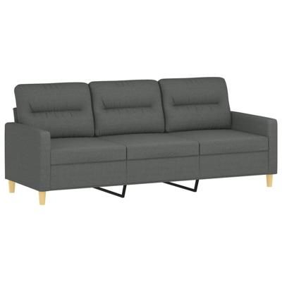 3-delige Loungeset met kussens stof donkergrijs