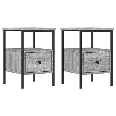 Nachtkastjes 2 st 34x36x50 cm bewerkt hout grijs sonoma eiken