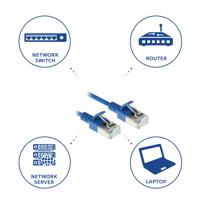 ACT Blauwe 0,25 meter LSZH U/FTP CAT6A datacenter slimline patchkabel snagless met RJ45 connectoren - thumbnail