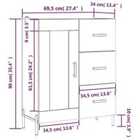 Dressoir 69,5x34x90 cm bewerkt hout wit - thumbnail
