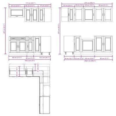 11-delige Keukenkastenset Porto bewerkt hout artisanaal eiken
