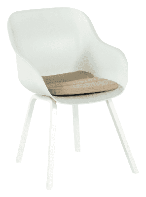 Hartman Le Soleil Element dining stoel wit frame kuip cotton White met taupe kussen Hartman Le Soleil Element dining stoel wit frame kuip cotton White met taupe kussen