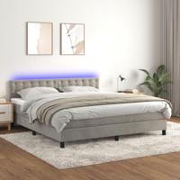 Boxspring met matras en LED fluweel lichtgrijs 180x200 cm - thumbnail
