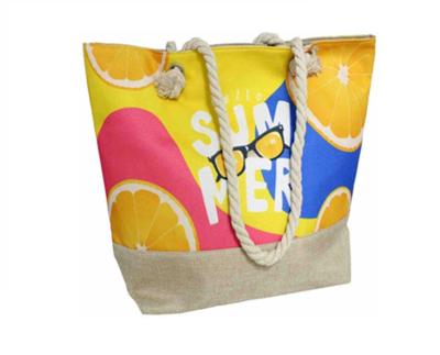 Zomer strandtas 15 x 34 x 59 cm - SUMMER met Bies onderzijde