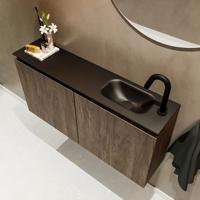 MONDIAZ TURE 100cm toiletmeubel dark brown. EDEN wastafel urban rechts 1 kraangat - thumbnail