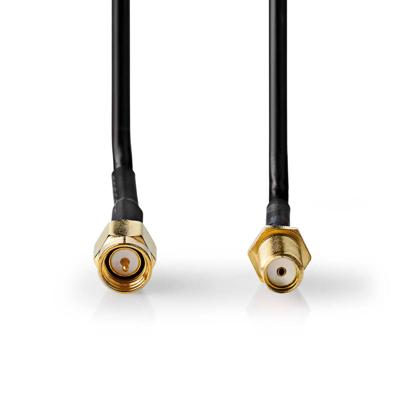 Nedis Antennekabel | SMA Male | SMA Female | Verguld | 50 Ohm | Enkelvoudig Afgeschermd | 5.00 m | Rond | PVC | Zwart | Label - CSGL02010BK50