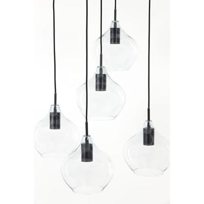 Light & Living Hanglamp 'Rakel' Getrapt, 5-Lamps, kleur Mat Zwart