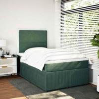 Boxspring met matras fluweel donkergroen 120x200 cm - thumbnail