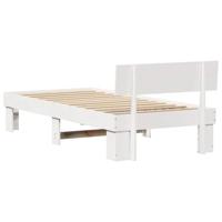Bedframe met hoofdeinde Wit 100 x 200 cm Massief grenenhout - thumbnail